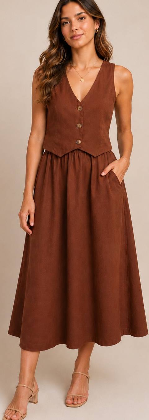 Conjunto Colete e Saia Linho