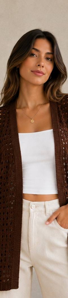 Cardigan Linha Furadinho — miniatura 1